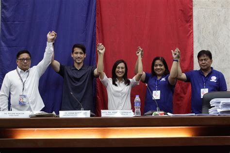 Joy Belmonte proclaimed as QC mayor; Gian Sotto is vice mayor.